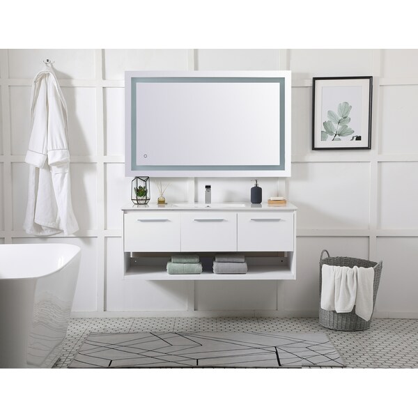 48 Inch Single Bathroom Floating Vanity In White